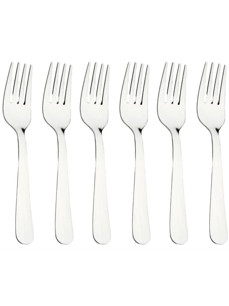     			Cutlux Tea Fork Stainless Steel Plain Fruit Fork Silver ( Pack of 6 )