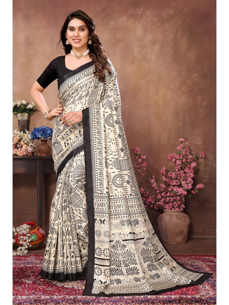     			DIKONA DESIGNER Pack of 1 Cotton Blend Printed Saree With Blouse Piece ( Black )