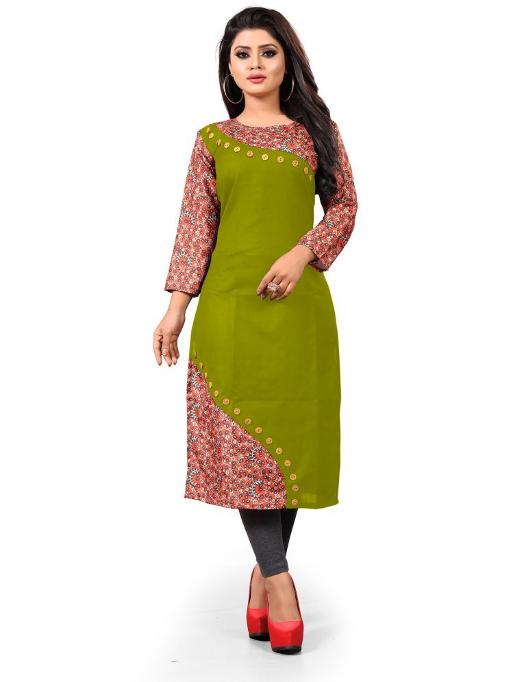     			HF Holyday Fashion Pack of 1 Cotton Printed Straight Women's Kurti - ( Olive )