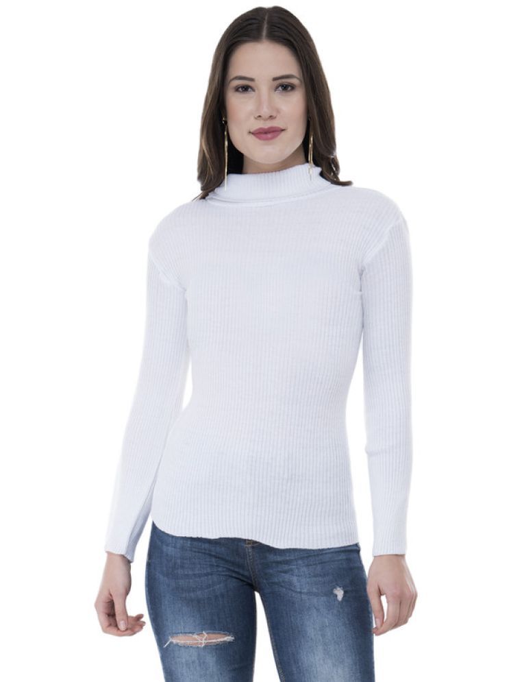     			IndiWeaves Woollen High Neck Women's Skivvy - White ( Single )