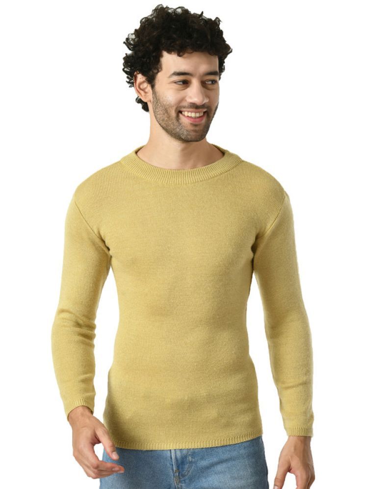     			IndiWeaves Woollen Round Neck Men's Full Sleeves Pullover Sweater - Beige ( Pack of 1 )