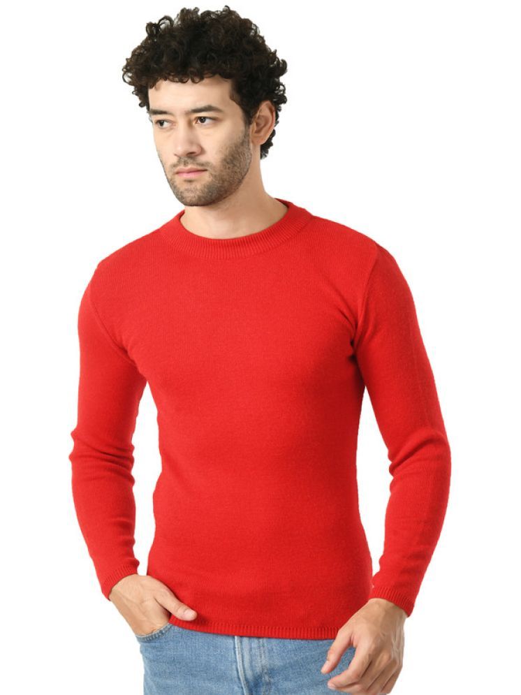     			IndiWeaves Woollen Round Neck Men's Full Sleeves Pullover Sweater - Red ( Pack of 1 )