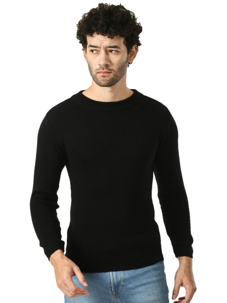     			IndiWeaves Woollen Round Neck Men's Full Sleeves Pullover Sweater - Black ( Pack of 1 )