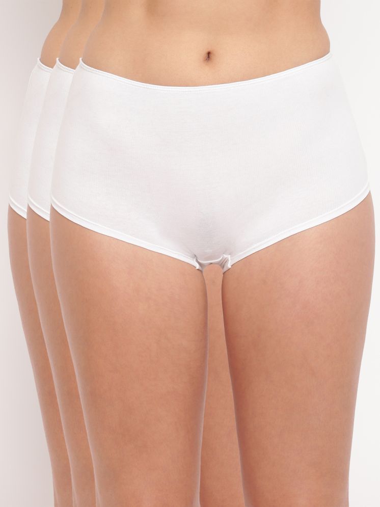     			La Intimo Pack of 3 Cotton Lycra Boy Shorts For Women ( White )