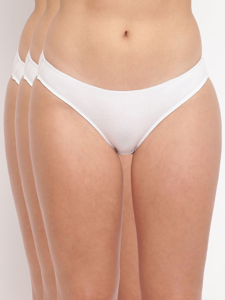     			La Intimo Pack of 3 Cotton Lycra Bikini For Women ( White )