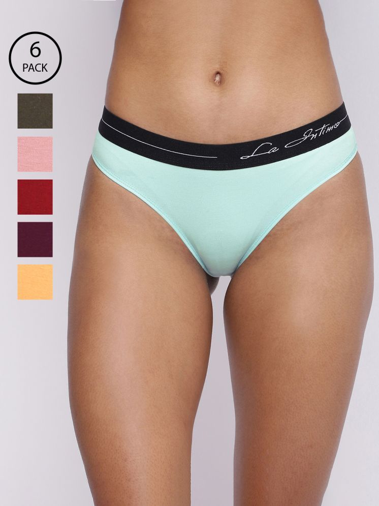     			La Intimo Pack of 6 Cotton Lycra Briefs For Women ( Multicolor9 )