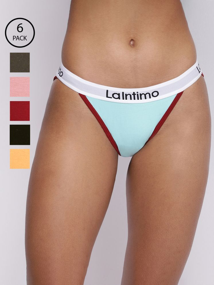     			La Intimo Pack of 6 Cotton Lycra Briefs For Women ( Multicolor12 )