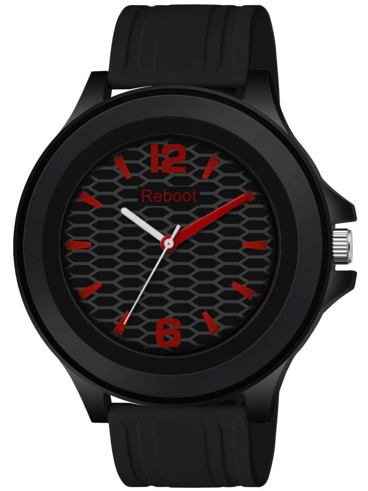     			Reboot Black PU Analog Men's Watch