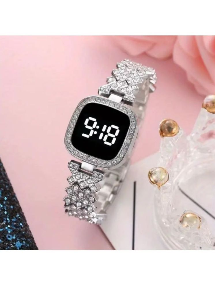     			Renaissance Traders Silver Metal Digital Womens Watch