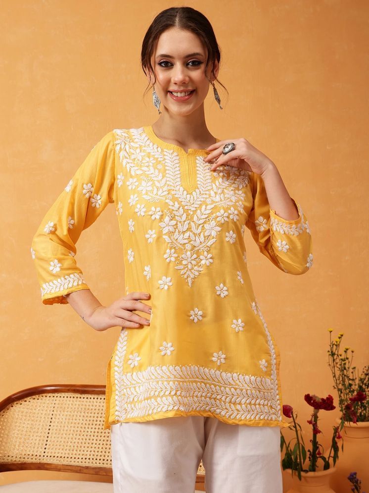     			SILORY Pack of 1 Rayon Embroidered A-line Women's Kurti - ( Yellow )