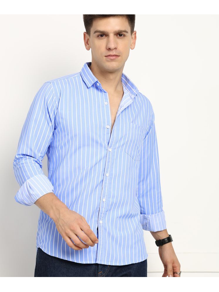     			U TURN Cotton Blend Slim Fit Striped Full Sleeves Men's Casual Shirt - Blue ( Pack of 1 )