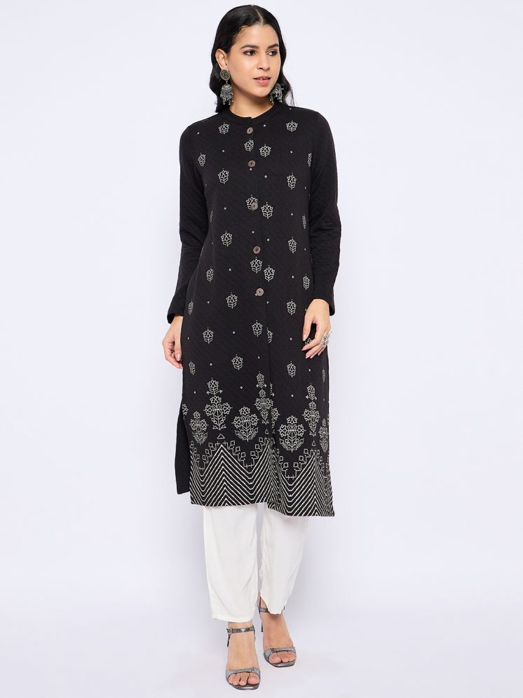     			VIAZAA Pack of 1 Acrylic Printed A-line Women's Kurti - ( Black )