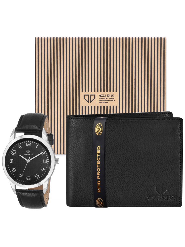     			Walrus Black PU Analog Men's Watch