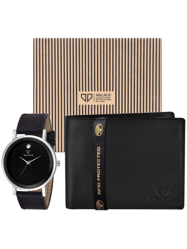     			Walrus Black PU Analog Men's Watch