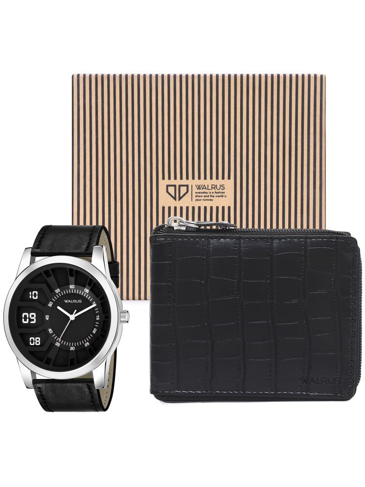     			Walrus Black PU Analog Men's Watch