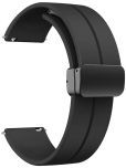 ACM Watch Strap Silicone Belt Magnetic Clasp 22mm compatible with Fastrack Magnus Fx2 Smartwatch Sports Hook Band Black