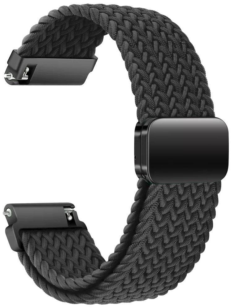     			ACM Watch Strap Woven Braided Magnetic 22mm compatible with Fastrack Magnus Fx2 Smartwatch Adjustable Belt Band Black