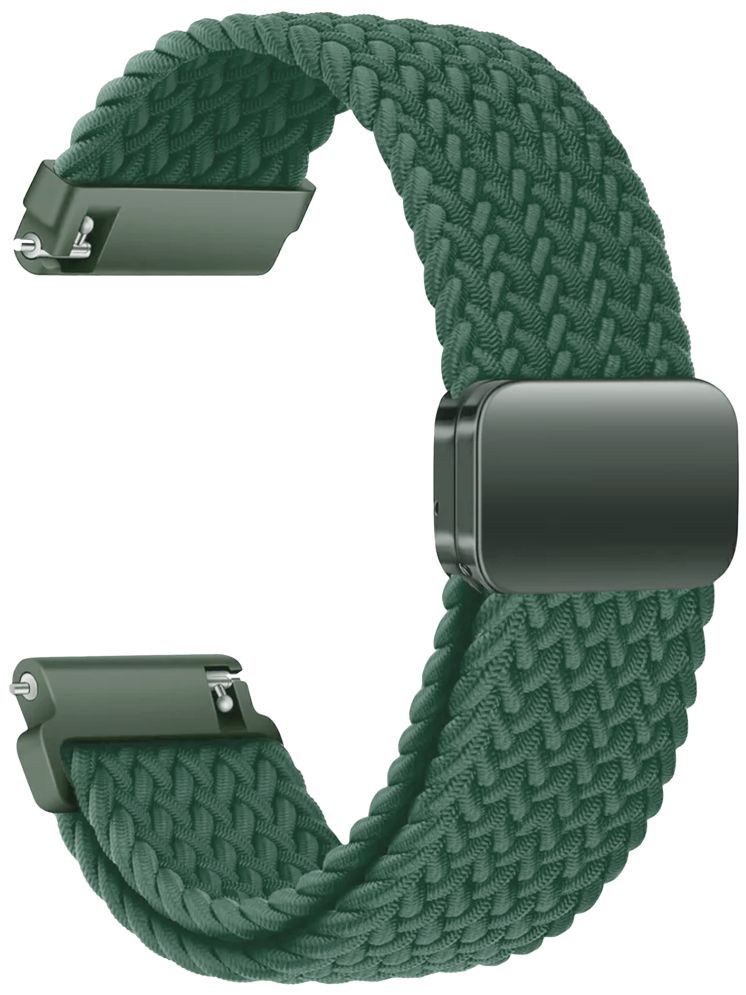     			ACM Watch Strap Woven Braided Magnetic 22mm compatible with Timex Iconnect Go Plus Smartwatch Adjustable Belt Band Green