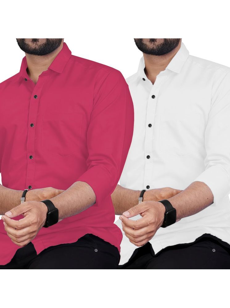     			Apektra Cotton Blend Slim Fit Solids Full Sleeves Men's Casual Shirt - Pink ( Pack of 2 )