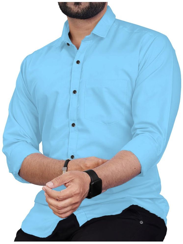     			Apektra Cotton Blend Slim Fit Solids Full Sleeves Men's Casual Shirt - Blue ( Pack of 1 )