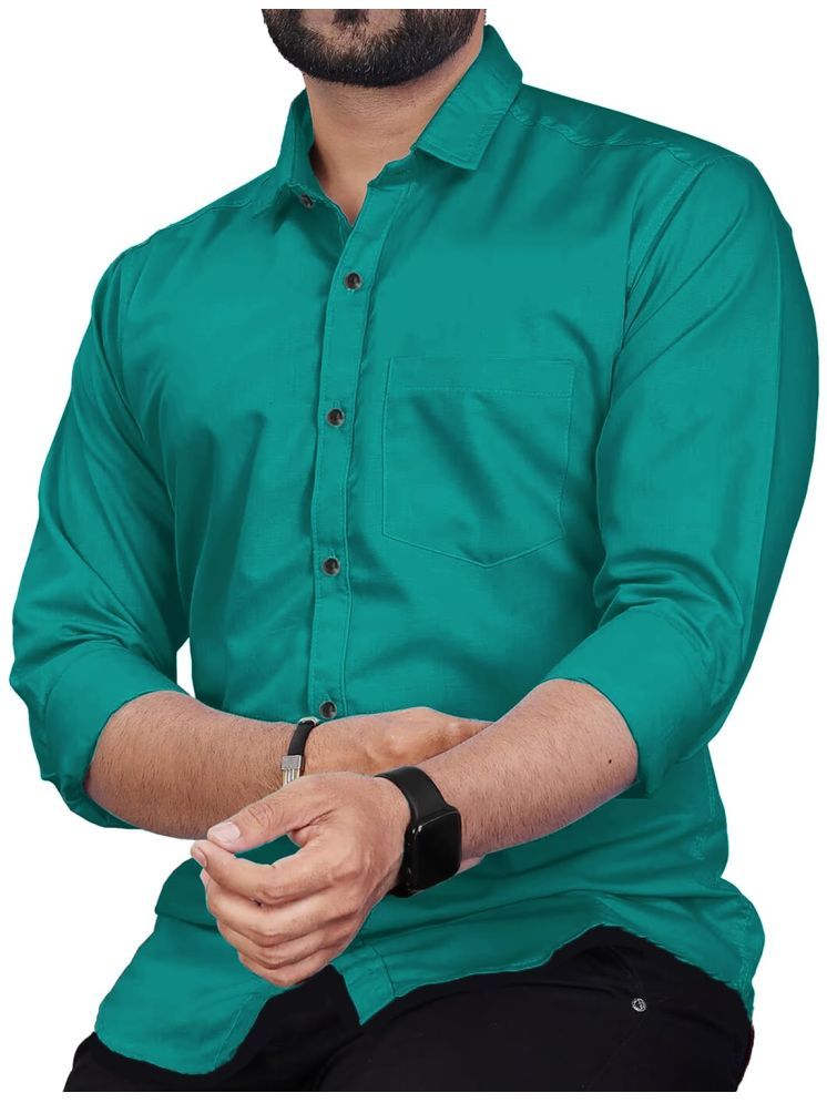     			Apektra Cotton Blend Slim Fit Solids Full Sleeves Men's Casual Shirt - Turquoise ( Pack of 1 )