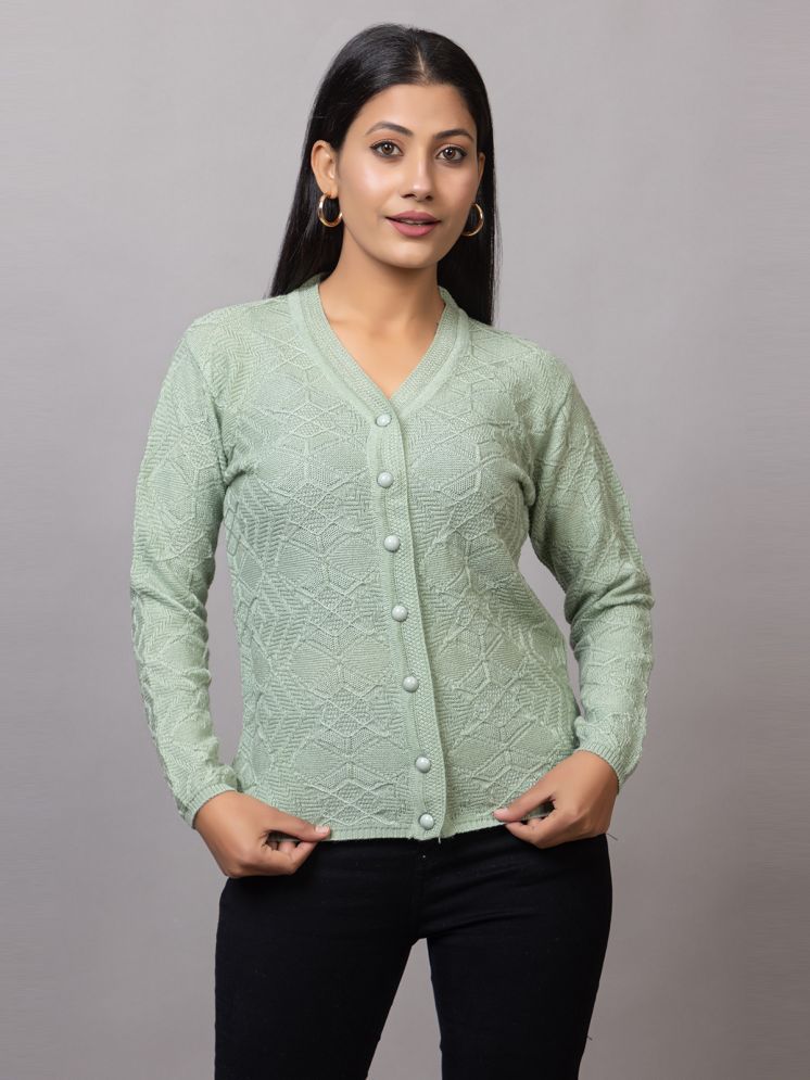     			MISDYNAMIC Woollen V Neck Women's Cardigans Dress - Green ( Single )