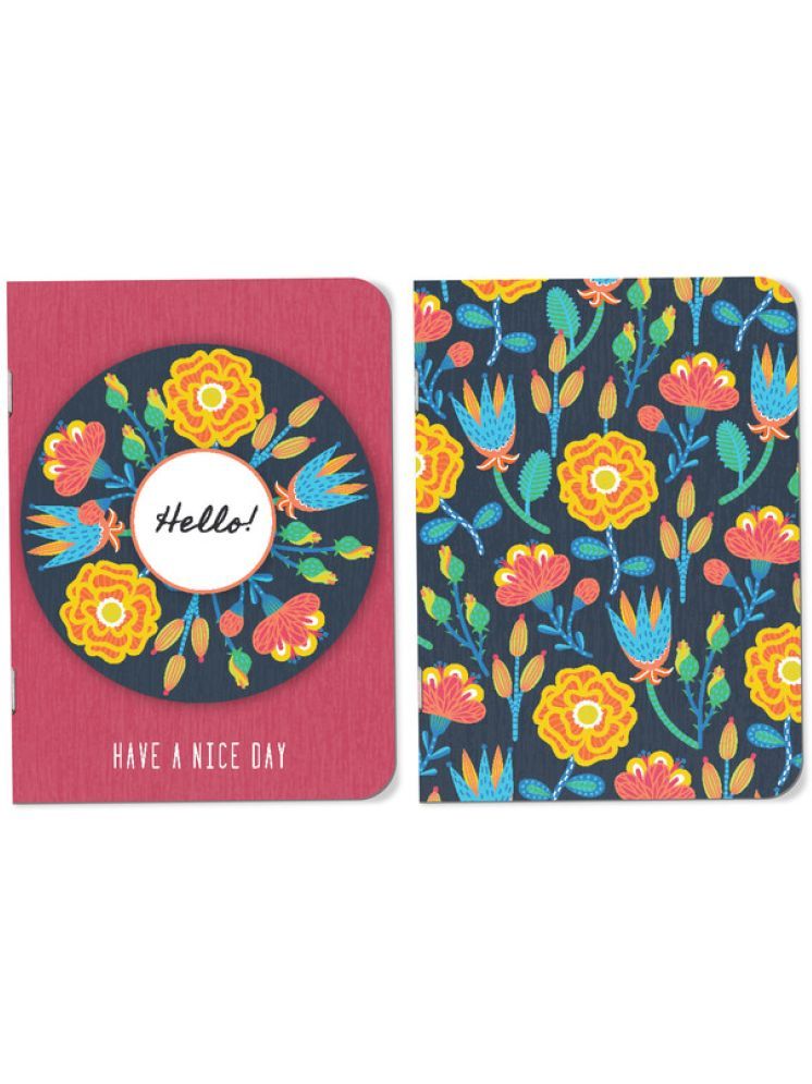     			Sketchfab A5 Handy Cute Unruled, Plain, Motivational Phrases notebooks for Everyone Set of 2 for doodling, Writing Notebooks - Matte Finished(60 * 2=120 80 GSM Pages)(Hello Have a Nice Day (Red)