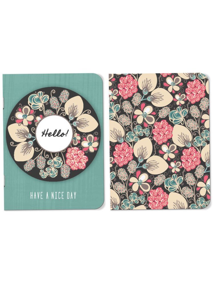     			Sketchfab A5 Handy Cute Unruled, Plain, Motivational Phrases for Everyone Set of 2 for doodling, Writing Notebooks - Matte Finished (60 * 2=120 80 GSM Pages)(Hello Have a Nice Day (Green)