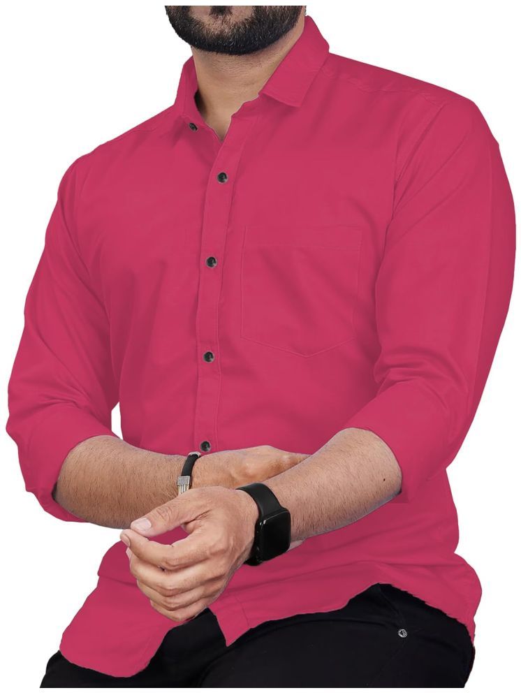     			UNI VIBE Cotton Blend Slim Fit Solids Full Sleeves Men's Casual Shirt - Pink ( Pack of 1 )