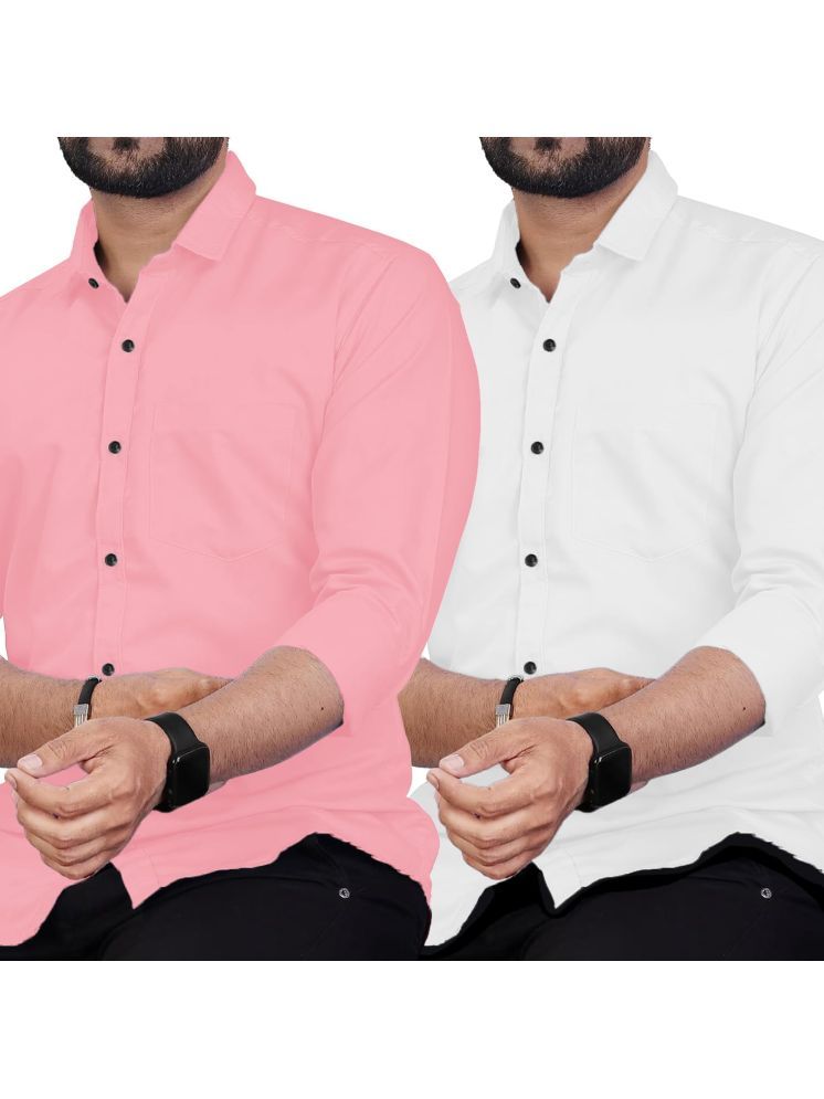     			UNI VIBE Cotton Blend Slim Fit Solids Full Sleeves Men's Casual Shirt - Peach ( Pack of 2 )