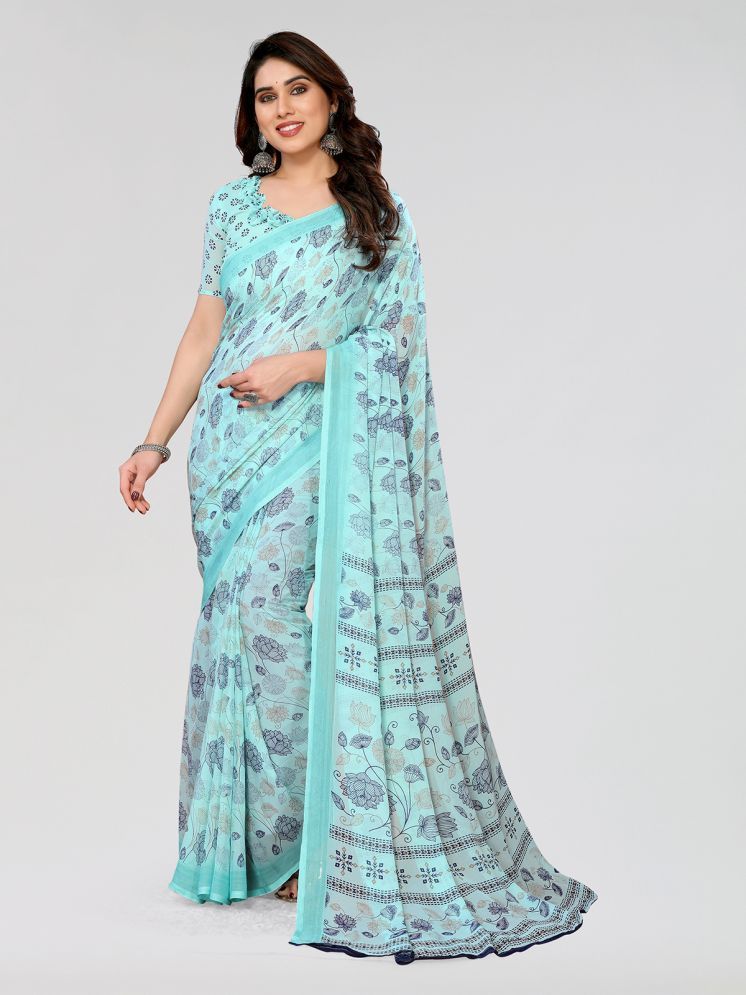     			ANAND SAREES Pack of 1 Georgette Printed Saree With Blouse Piece ( Blue )