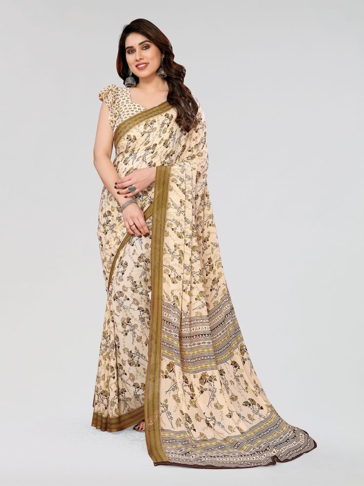     			ANAND SAREES Pack of 1 Georgette Printed Saree With Blouse Piece ( Cream )