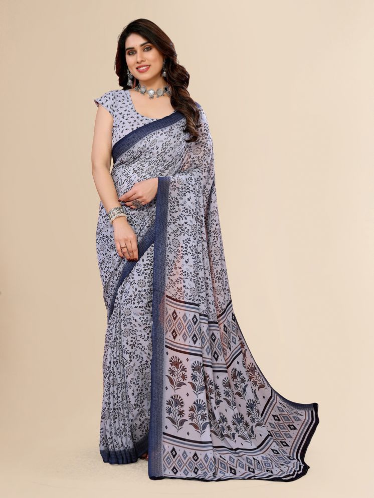     			ANAND SAREES Pack of 1 Georgette Printed Saree With Blouse Piece ( Blue )