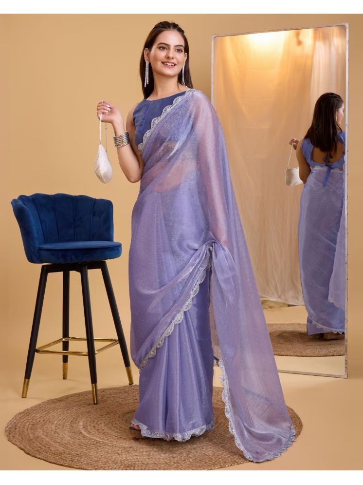     			Aika Pack of 1 Net Embellished Saree With Blouse Piece ( Lavender )