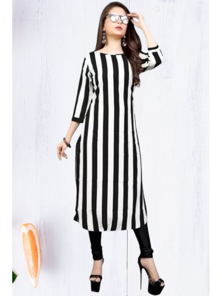     			Dream Beauty Fashion Pack of 1 Crepe Striped A-line Women's Kurti - ( Black )