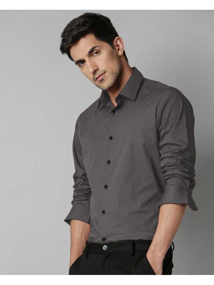     			Eviqe Cotton Blend Regular Fit Solids Full Sleeves Men's Casual Shirt - Grey ( Pack of 1 )