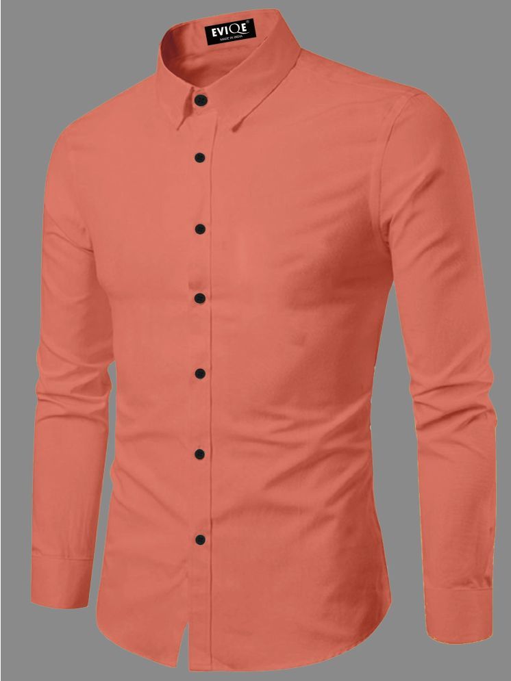     			Eviqe Cotton Blend Regular Fit Solids Full Sleeves Men's Casual Shirt - Orange ( Pack of 1 )