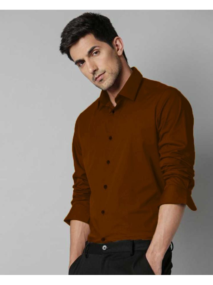     			Eviqe Cotton Blend Regular Fit Solids Full Sleeves Men's Casual Shirt - Brown ( Pack of 1 )