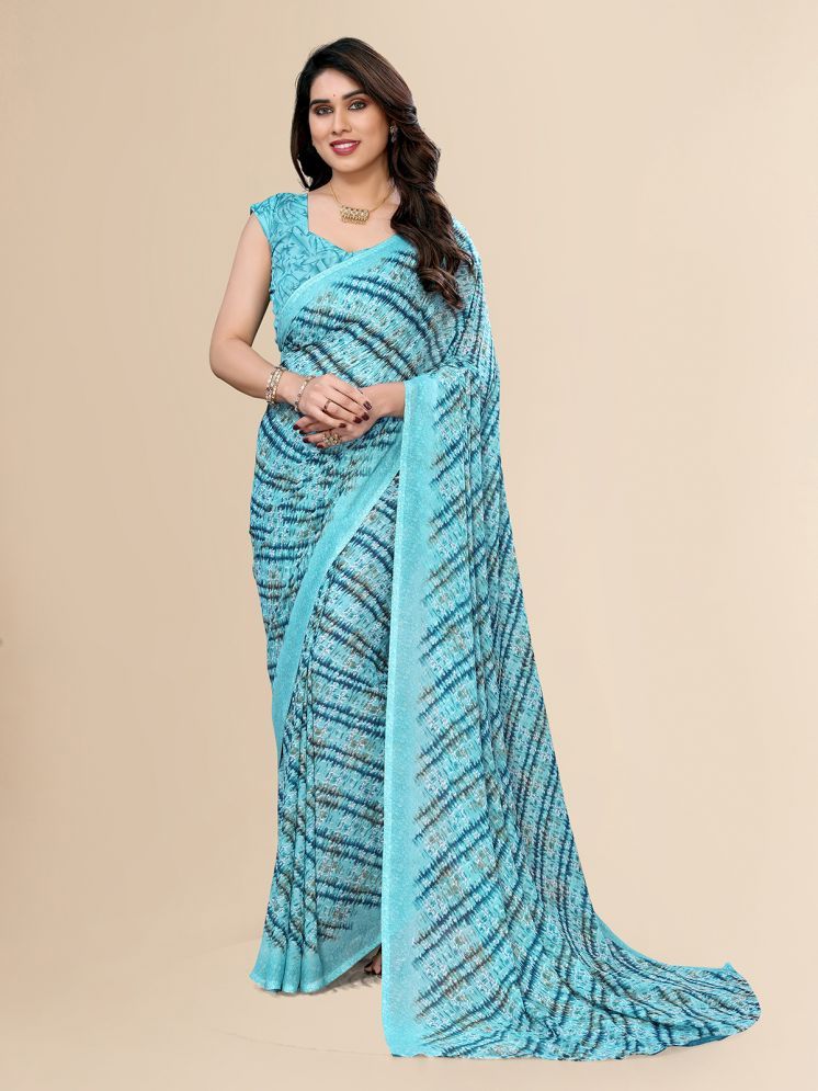     			Kashvi Sarees Pack of 1 Georgette Printed Saree With Blouse Piece ( Light Blue )