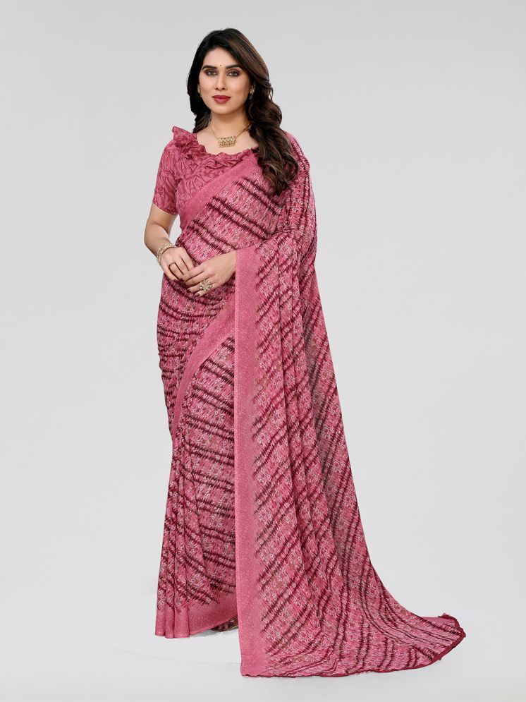     			Kashvi Sarees Pack of 1 Georgette Printed Saree With Blouse Piece ( Pink )