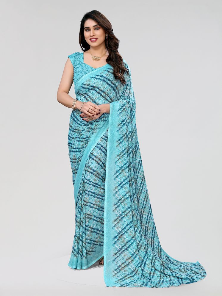     			Kashvi Sarees Pack of 1 Georgette Printed Saree With Blouse Piece ( Light Blue )