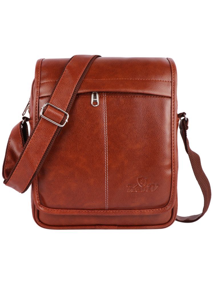     			Keviv Tan Solid Messenger Bag