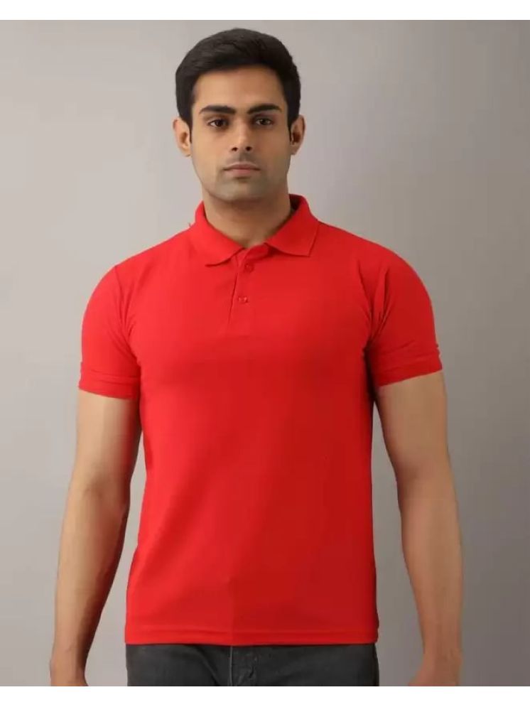     			SKYRISE Pack of 1 Cotton Blend Slim Fit Solid Half Sleeves Men's Polo T Shirt ( Red )