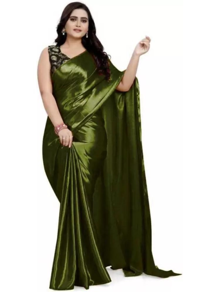     			Saadhvi Pack of 1 Satin Solid Saree With Blouse Piece ( Light Green )