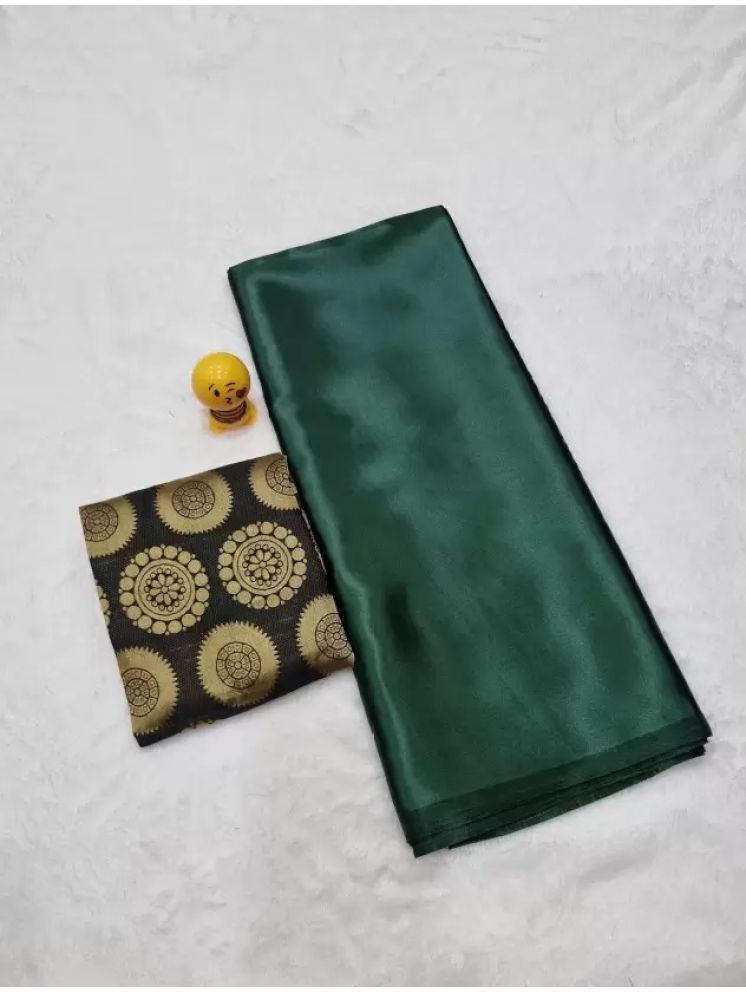     			Samai Pack of 1 Satin Solid Saree With Blouse Piece ( Green )