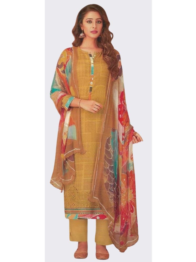     			Soul Essence Unstitched Woollen Printed Dress Material - Yellow ( Pack of 1 )