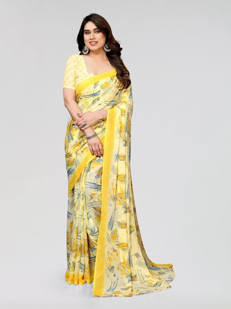     			ANAND SAREES Pack of 1 Georgette Printed Saree With Blouse Piece ( Yellow )