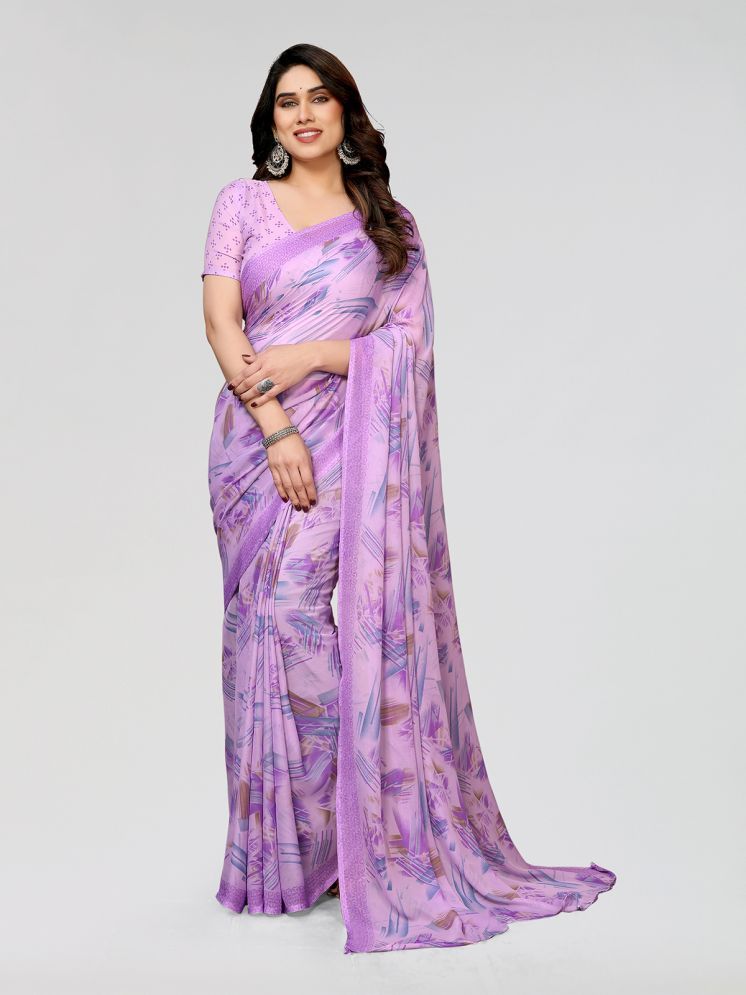     			ANAND SAREES Pack of 1 Georgette Printed Saree With Blouse Piece ( Purple )