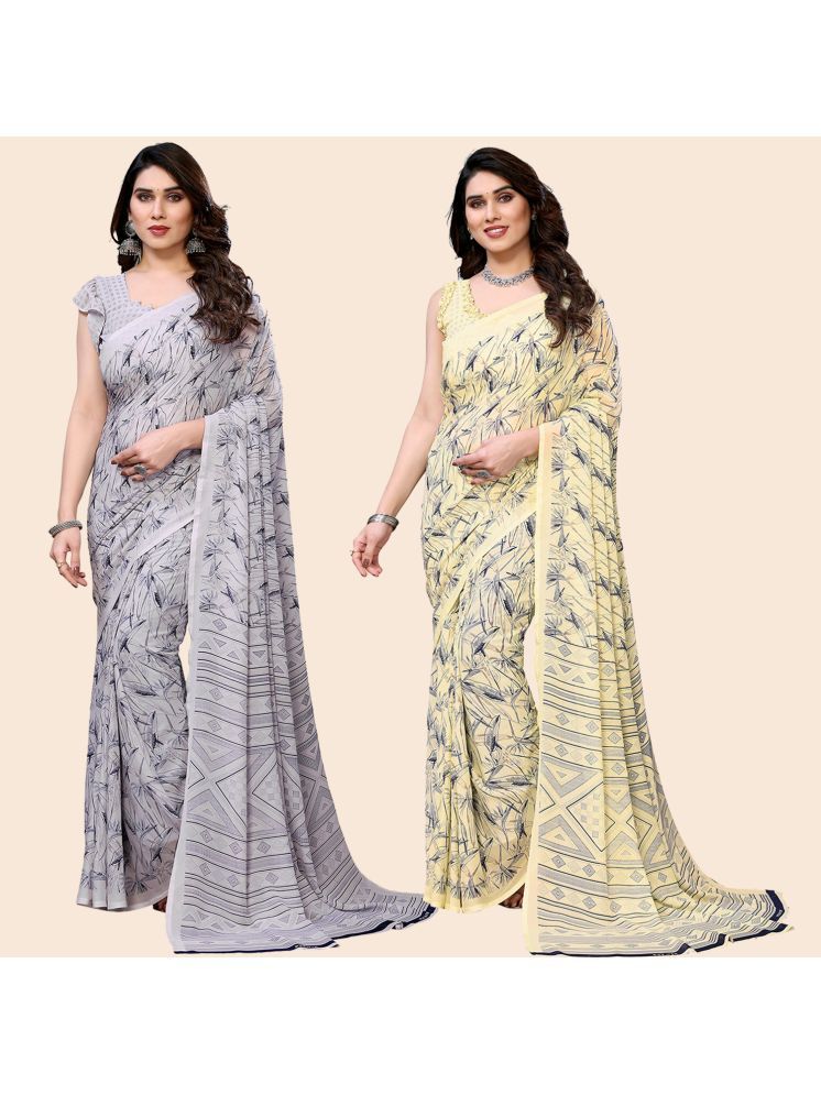     			ANAND SAREES Pack of 2 Georgette Printed Saree With Blouse Piece ( Multicolor )