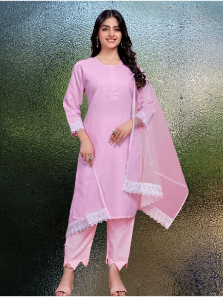     			BIPIN FASHION Cotton Silk Self Design Ethnic Top With Pants Women's Stitched Salwar Suit - Pink ( Pack of 1 )